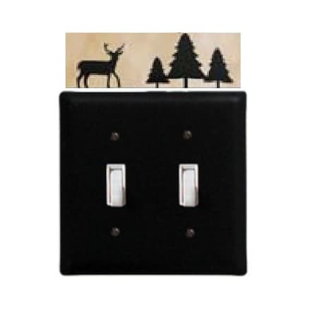 Village Wrought Iron Deer with Trees Switch Cover Double ESS-203